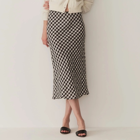 NWT Doen Elowen Linen Rayon Midi Slip A Line Skirt Marilyn Gingham Print - Picture 1 of 12
